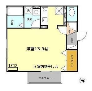 メイプルブランシェ ⅠⅡ(1K/2階)の間取り写真