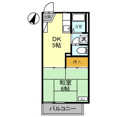 ジュネスヨシカワ(1DK/2階)の間取り写真