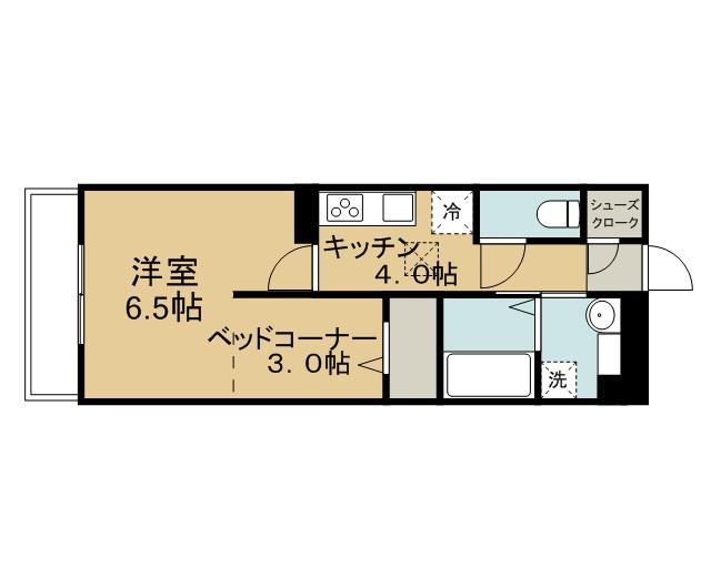 フレシール(1K/1階)の間取り写真