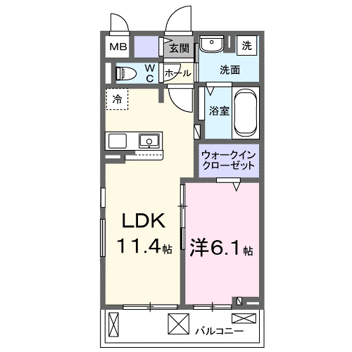 クラール(1LDK/3階)の間取り写真