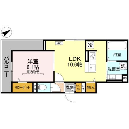 ビーネ北坂戸(1LDK/2階)の間取り写真