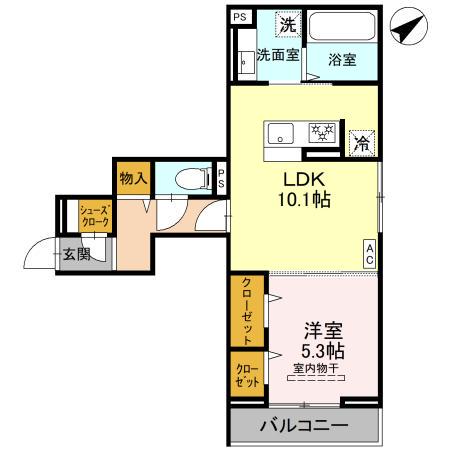ビーネ北坂戸(1LDK/2階)の間取り写真