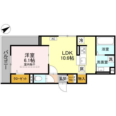 ビーネ北坂戸(1LDK/1階)の間取り写真