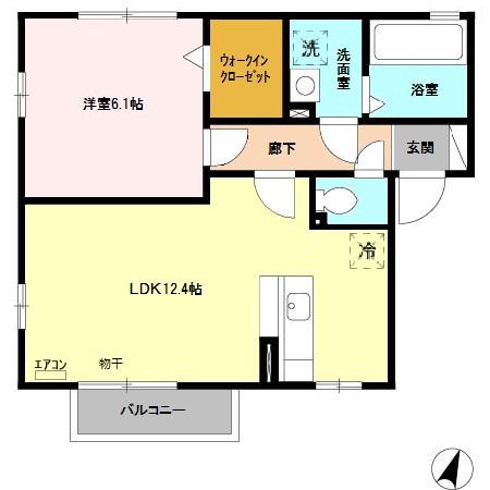 ボナールアイランド(1LDK/2階)の間取り写真