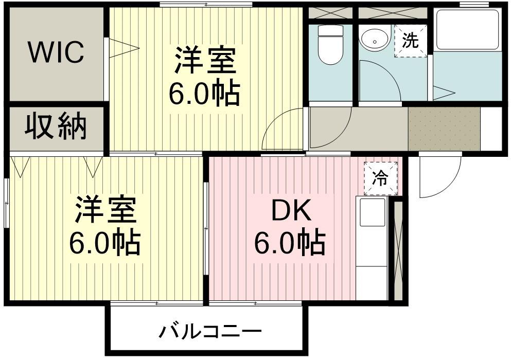プルミエールイワタ(2DK/2階)の間取り写真