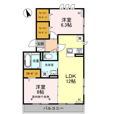 プランドール(2LDK/3階)の間取り写真