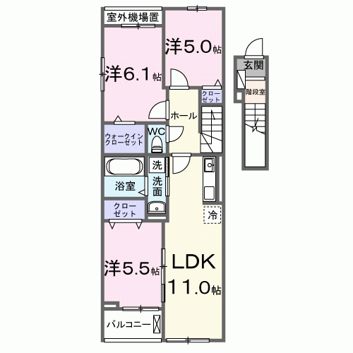 サンライズ(3LDK/2階)の間取り写真