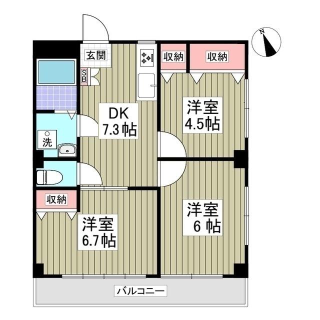 第5山中マンション(3DK/1階)の間取り写真
