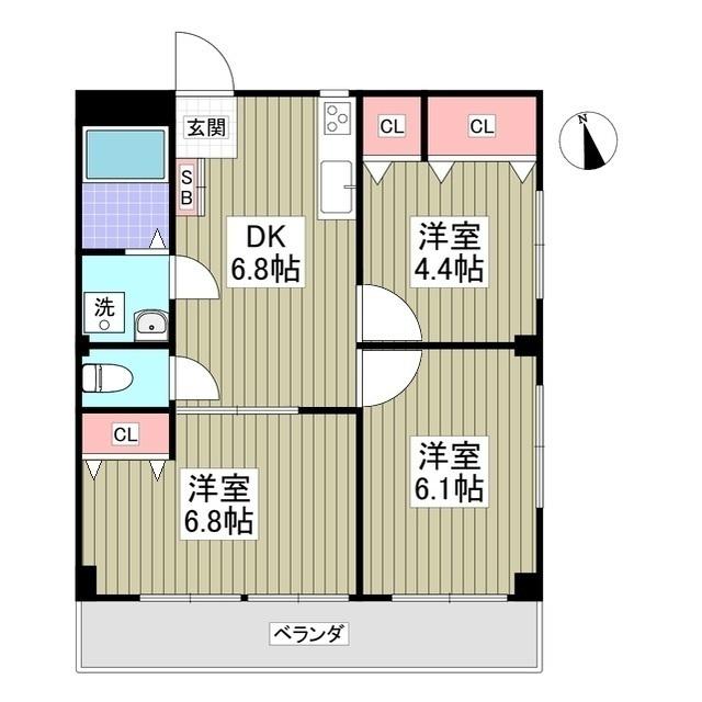 第5山中マンション(3DK/3階)の間取り写真