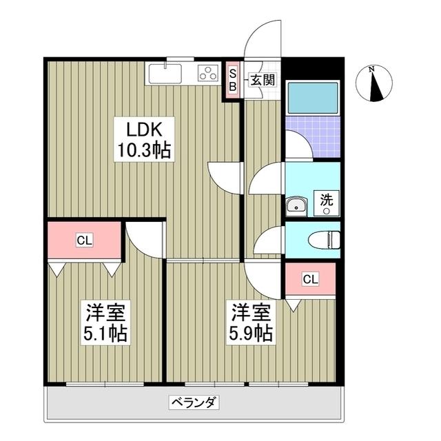 第5山中マンション(2LDK/3階)の間取り写真