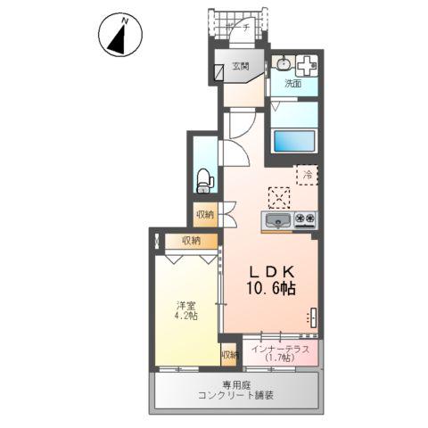 ベル・アンジュ(1LDK/1階)の間取り写真