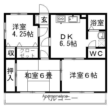 プファルツ(3DK/1階)の間取り写真
