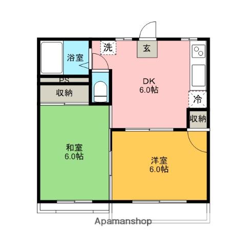フォーブル内田A棟(2DK/2階)の間取り写真
