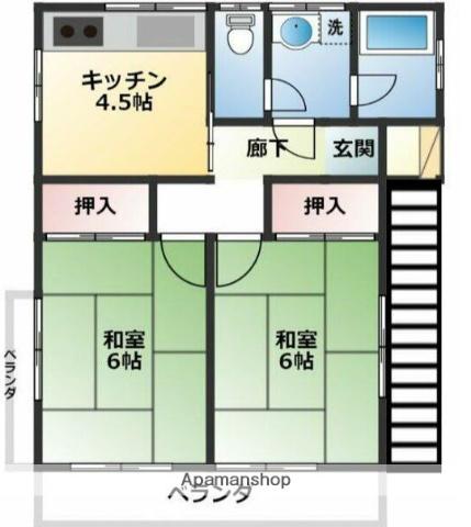 菖蒲三輪アパート(2K/2階)の間取り写真