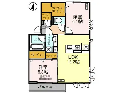 D-ROOM東武動物公園 B(2LDK/2階)の間取り写真