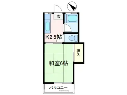 みなみ荘(1K/2階)の間取り写真