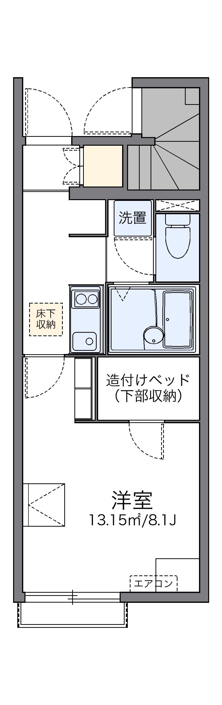 レオネクストアルカディアⅡ(1K/1階)の間取り写真