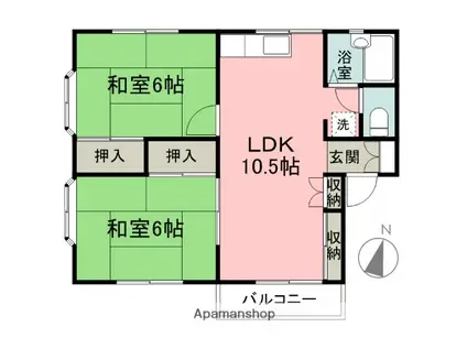 フォレストイン春日(2LDK/2階)の間取り写真