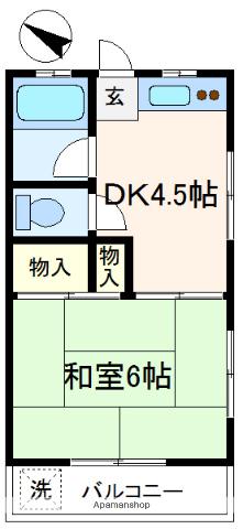 内田ハイツ(1DK/2階)の間取り写真