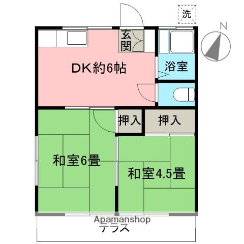 霞川ハイツ(2DK/1階)の間取り写真