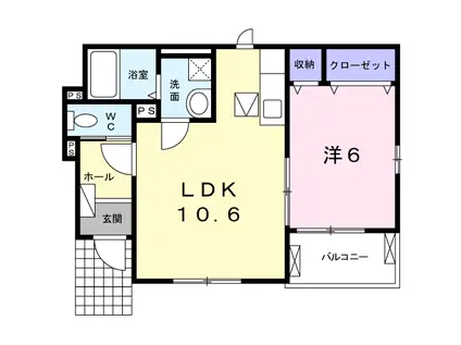 サニースクエアⅡ(1LDK/1階)の間取り写真