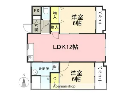 メゾン・ドゥ・ソレイユ(2LDK/2階)の間取り写真