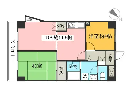 入間市駅前ビル(2LDK/4階)の間取り写真