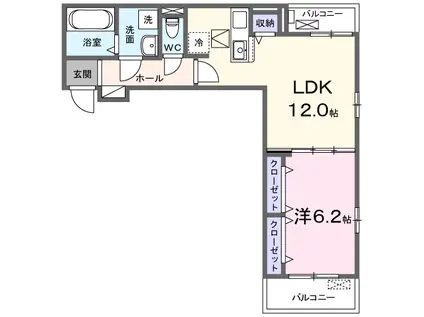 ポローニアF(1LDK/1階)の間取り写真