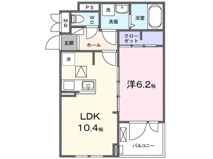 ポローニアF(1LDK/1階)の間取り写真