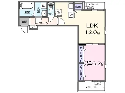 ポローニアF(1LDK/2階)の間取り写真