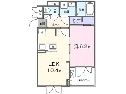 ポローニアF(1LDK/2階)の間取り写真