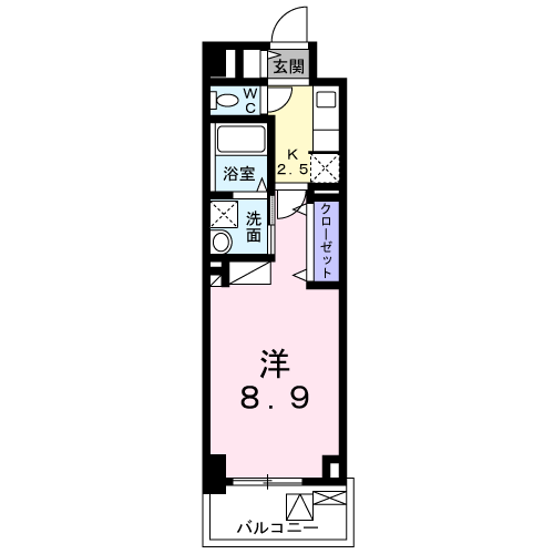 アルカディアⅨ(1K/9階)の間取り写真