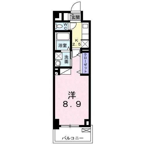 アルカディアⅨ(1K/8階)の間取り写真