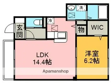 コンフォートグレイスC(1LDK/1階)の間取り写真