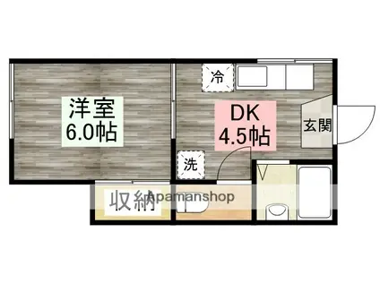 江部ハイツ(1DK/2階)の間取り写真