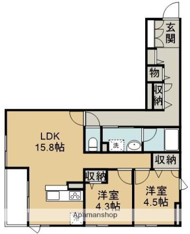 アンビシア(2LDK/2階)の間取り写真