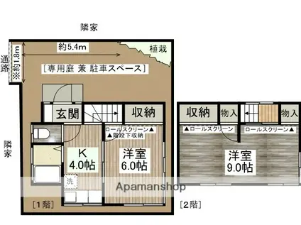 東武鉄道東上線 川越駅 徒歩27分 2階建 築52年(2K)の間取り写真