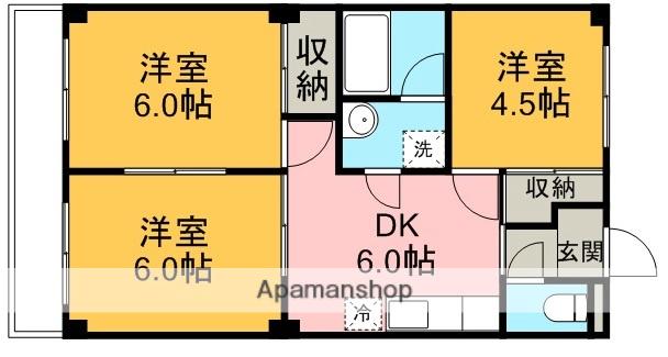 福田マンション(3DK/2階)の間取り写真