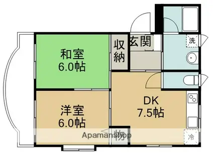 第二浅野マンション(2DK/1階)の間取り写真