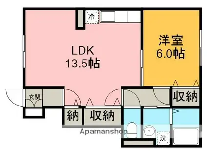 ブローテ川越Ⅱ(1LDK/1階)の間取り写真