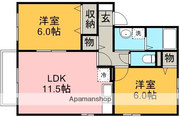 メゾン・アンソレイユⅠ(2LDK/2階)の間取り写真