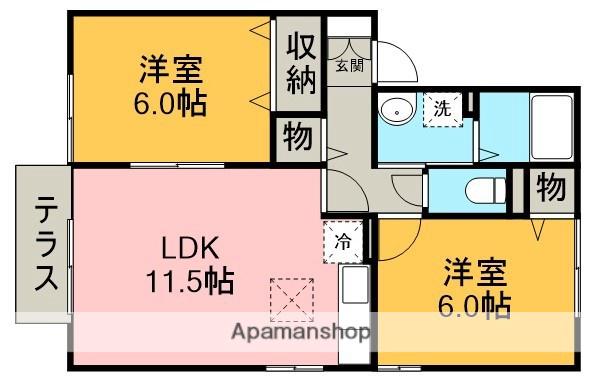 メゾン・アンソレイユⅡ(2LDK/1階)の間取り写真