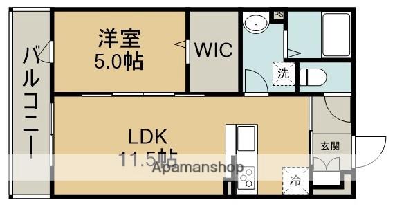 リブリ・クレール北坂戸(1LDK/1階)の間取り写真