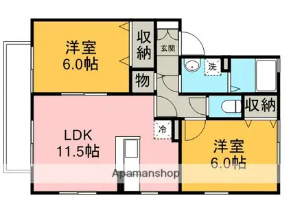 メイプルタウン川越的場C棟(2LDK/2階)の間取り写真