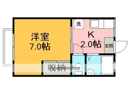 シャトー霞が関(1K/2階)の間取り写真