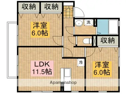 メイプルタウン川越的場D棟(2LDK/2階)の間取り写真