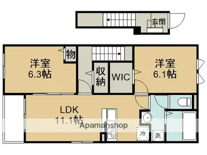 川越市アパート(2LDK/2階)の間取り写真