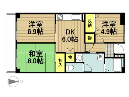 リバーサイドMAKIBA(3DK/7階)の間取り写真