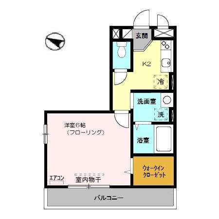 トレビナ北戸田(1K/2階)の間取り写真