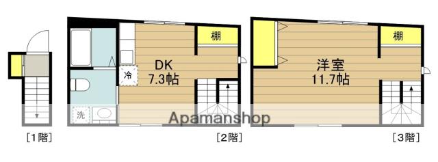 ベックアパートメント戸田(1DK/2階)の間取り写真